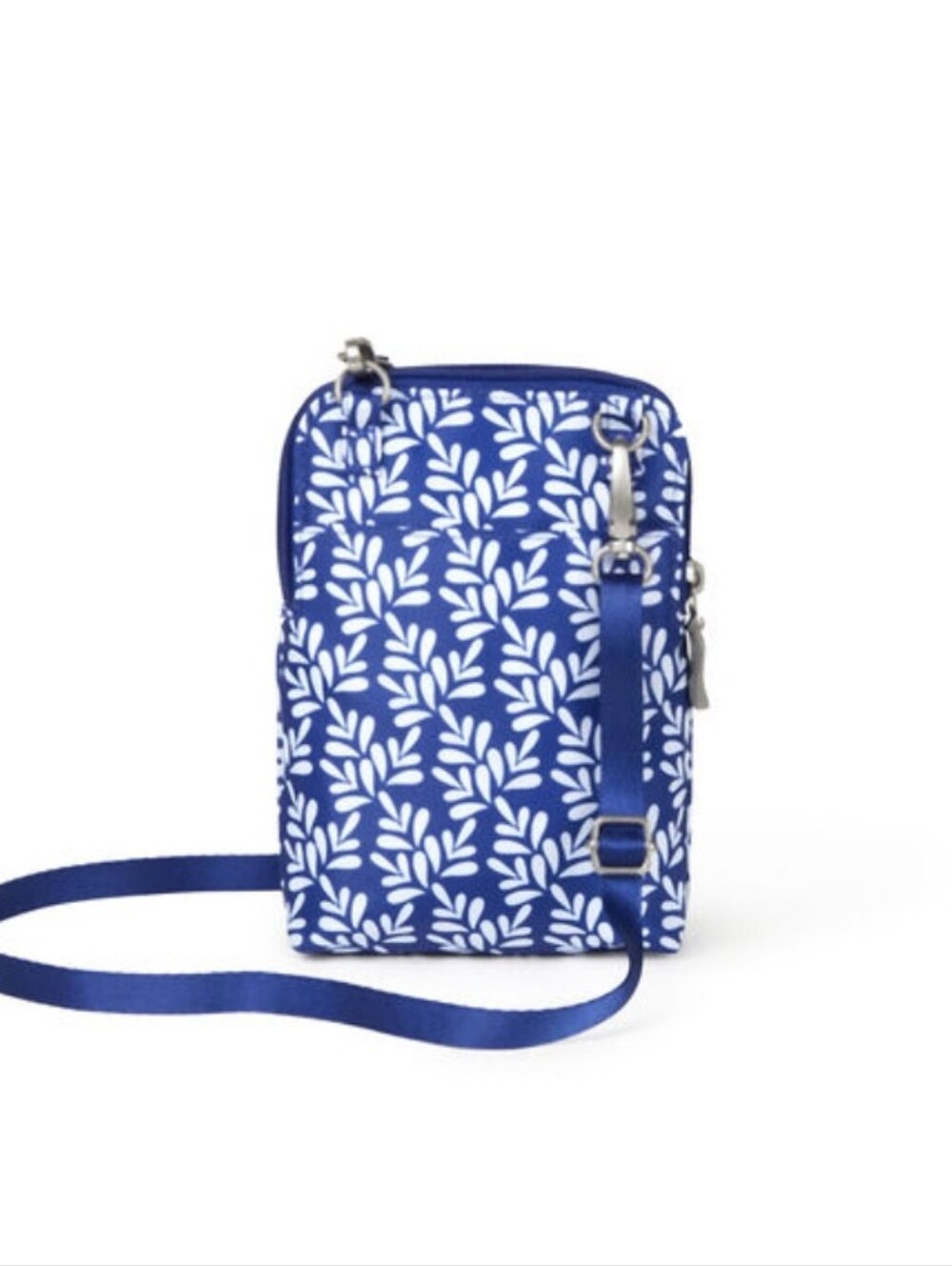 NWOT $48 Baggallini Take Two Bryant Crossbody Bag Wallet RFID Blue White Floral - Picture 2 of 7